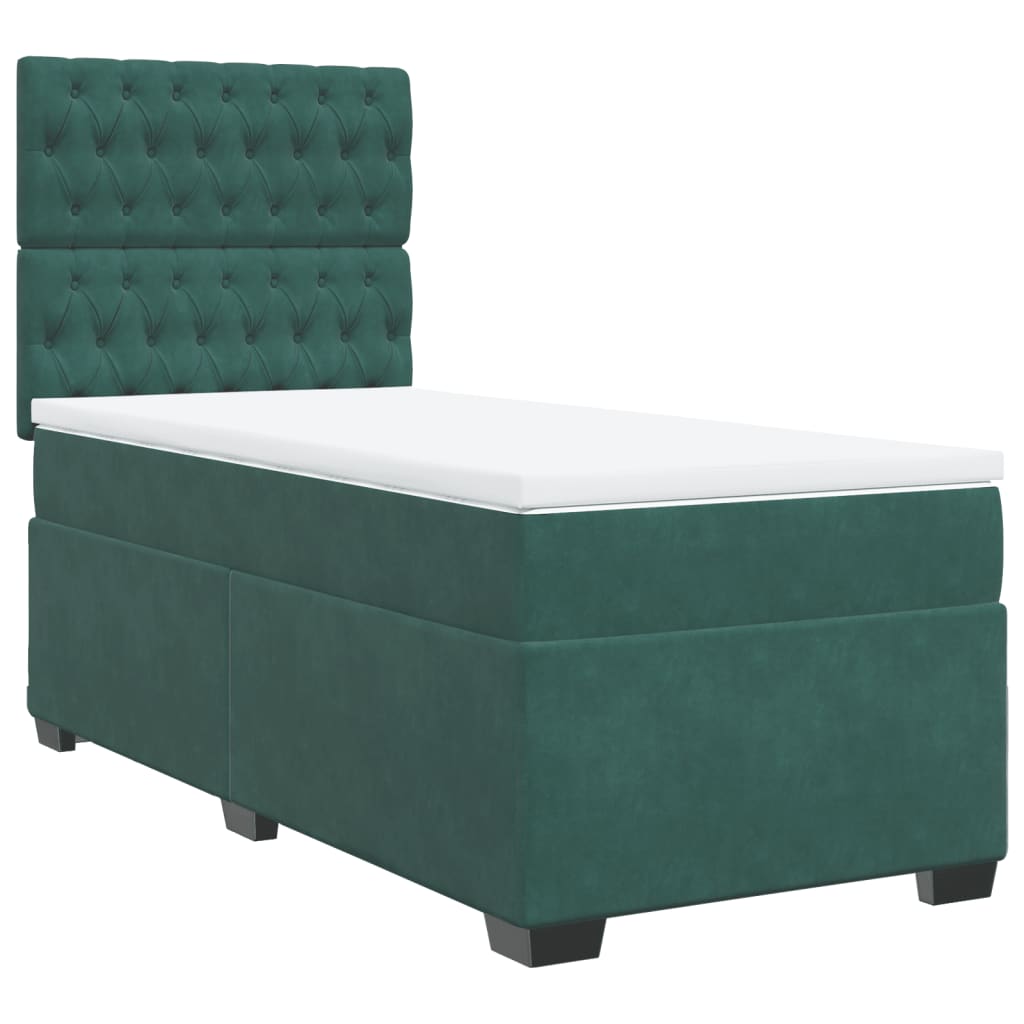 Κρεβάτι Boxspring με Στρώμα Σκούρο Πράσινο 100x200εκ. Βελούδινο