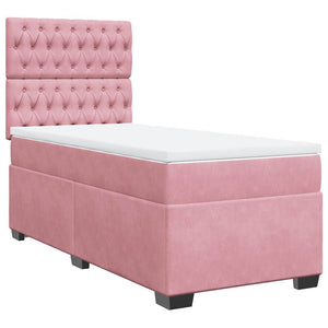 Κρεβάτι Boxspring με Στρώμα Ροζ 100x200 εκ. Βελούδινο - Pakobazaar
