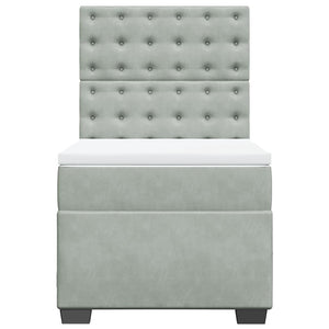 Κρεβάτι Boxspring με Στρώμα Ανοιχτό Γκρι 100x200 εκ. Βελούδινο - Pakobazaar