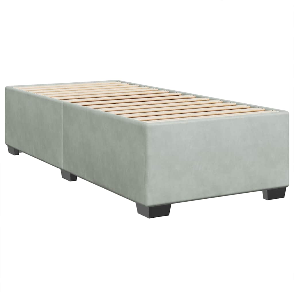 Κρεβάτι Boxspring με Στρώμα Ανοιχτό Γκρι 100x200 εκ. Βελούδινο - Pakobazaar