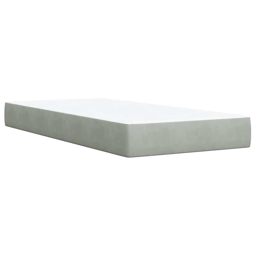 Κρεβάτι Boxspring με Στρώμα Ανοιχτό Γκρι 100x200 εκ. Βελούδινο - Pakobazaar