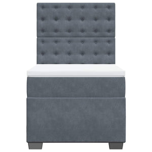 Κρεβάτι Boxspring με Στρώμα Σκούρο Γκρι 100x200 εκ. Βελούδινο - Pakobazaar
