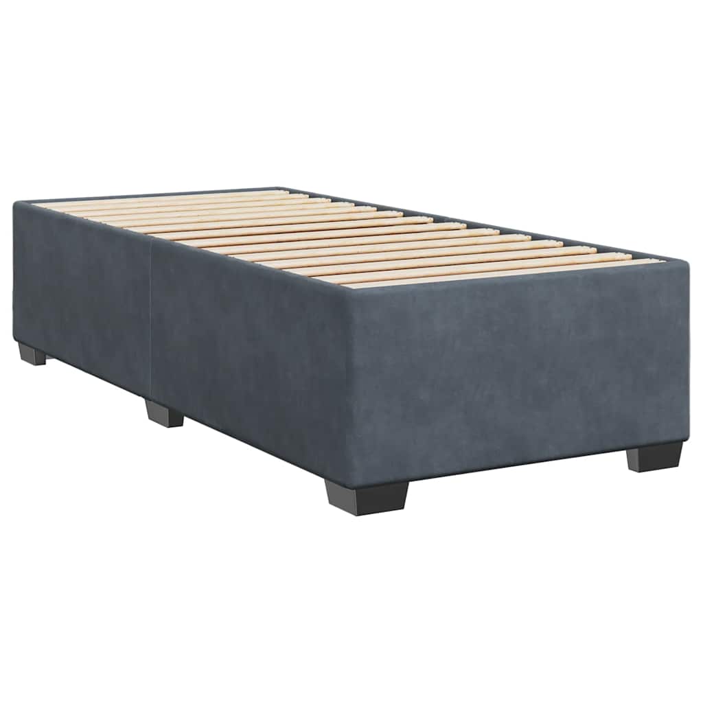 Κρεβάτι Boxspring με Στρώμα Σκούρο Γκρι 100x200 εκ. Βελούδινο - Pakobazaar