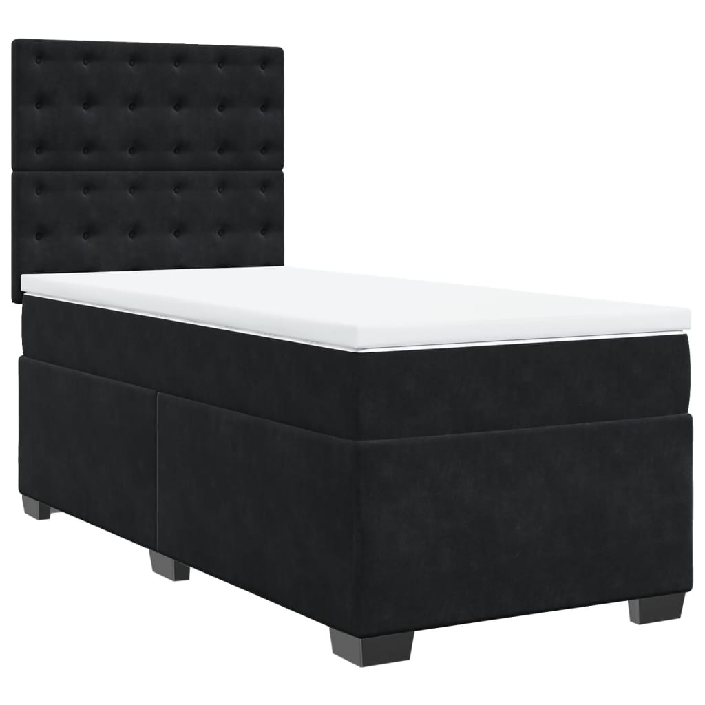 Κρεβάτι Boxspring με Στρώμα Μαύρο 100x200 εκ. Βελούδινο - Pakobazaar
