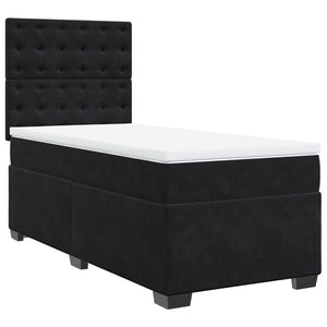 Κρεβάτι Boxspring με Στρώμα Μαύρο 100x200 εκ. Βελούδινο - Pakobazaar