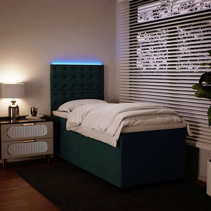 Κρεβάτι Boxspring με Στρώμα Σκούρο Πράσινο 100x200εκ. Βελούδινο