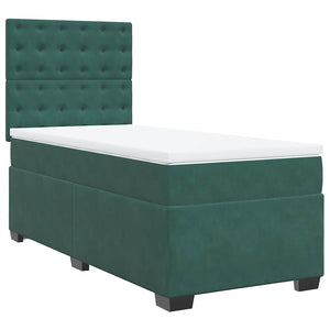 Κρεβάτι Boxspring με Στρώμα Σκούρο Πράσινο 100x200εκ. Βελούδινο