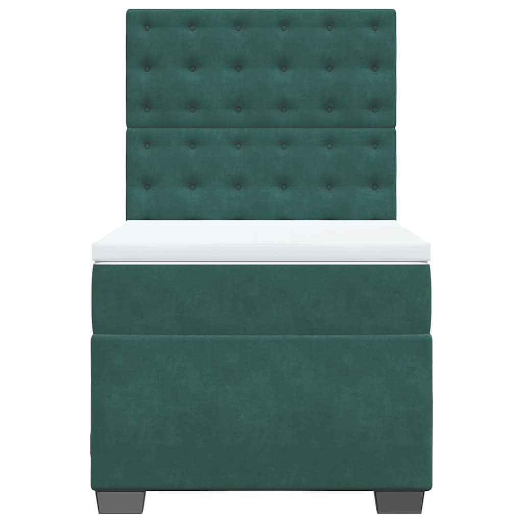 Κρεβάτι Boxspring με Στρώμα Σκούρο Πράσινο 100x200εκ. Βελούδινο