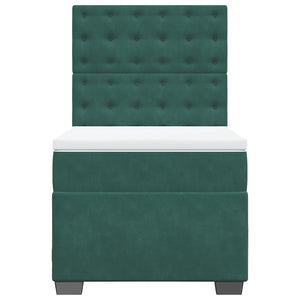 Κρεβάτι Boxspring με Στρώμα Σκούρο Πράσινο 100x200εκ. Βελούδινο