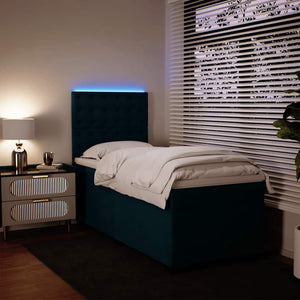 Κρεβάτι Boxspring με Στρώμα Μπλε 100x200 εκ. Βελούδινο