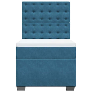 Κρεβάτι Boxspring με Στρώμα Μπλε 100x200 εκ. Βελούδινο