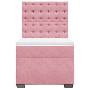 Κρεβάτι Boxspring με Στρώμα Ροζ 100x200 εκ. Βελούδινο - Pakobazaar