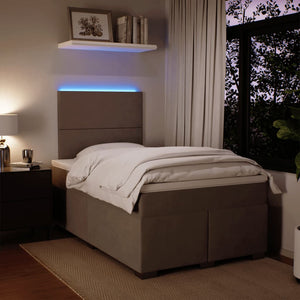 Κρεβάτι Boxspring με Στρώμα Ανοιχτό Γκρι 120x190 εκ. Βελούδινο - Pakobazaar