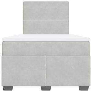 Κρεβάτι Boxspring με Στρώμα Ανοιχτό Γκρι 120x190 εκ. Βελούδινο - Pakobazaar