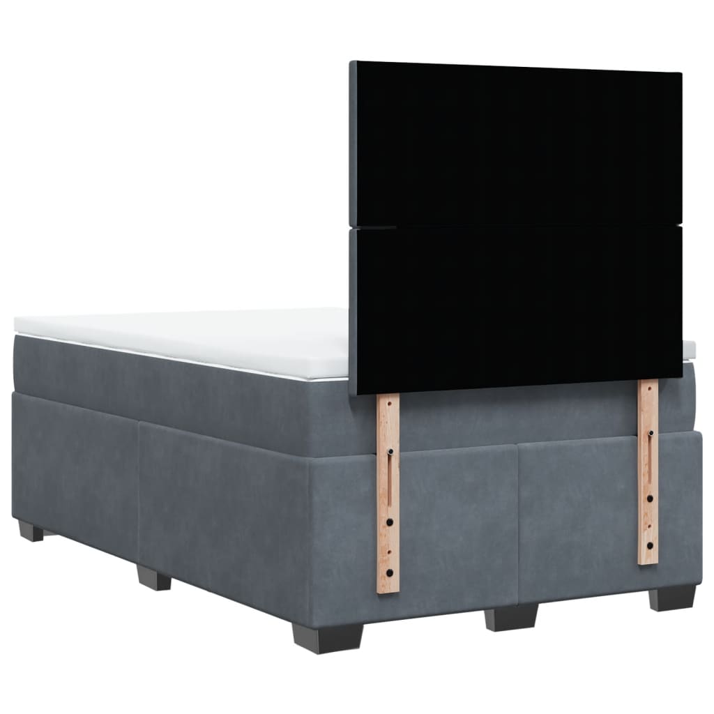 Κρεβάτι Boxspring με Στρώμα Σκούρο Γκρι 120x190 εκ. Βελούδινο - Pakobazaar