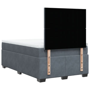 Κρεβάτι Boxspring με Στρώμα Σκούρο Γκρι 120x190 εκ. Βελούδινο - Pakobazaar
