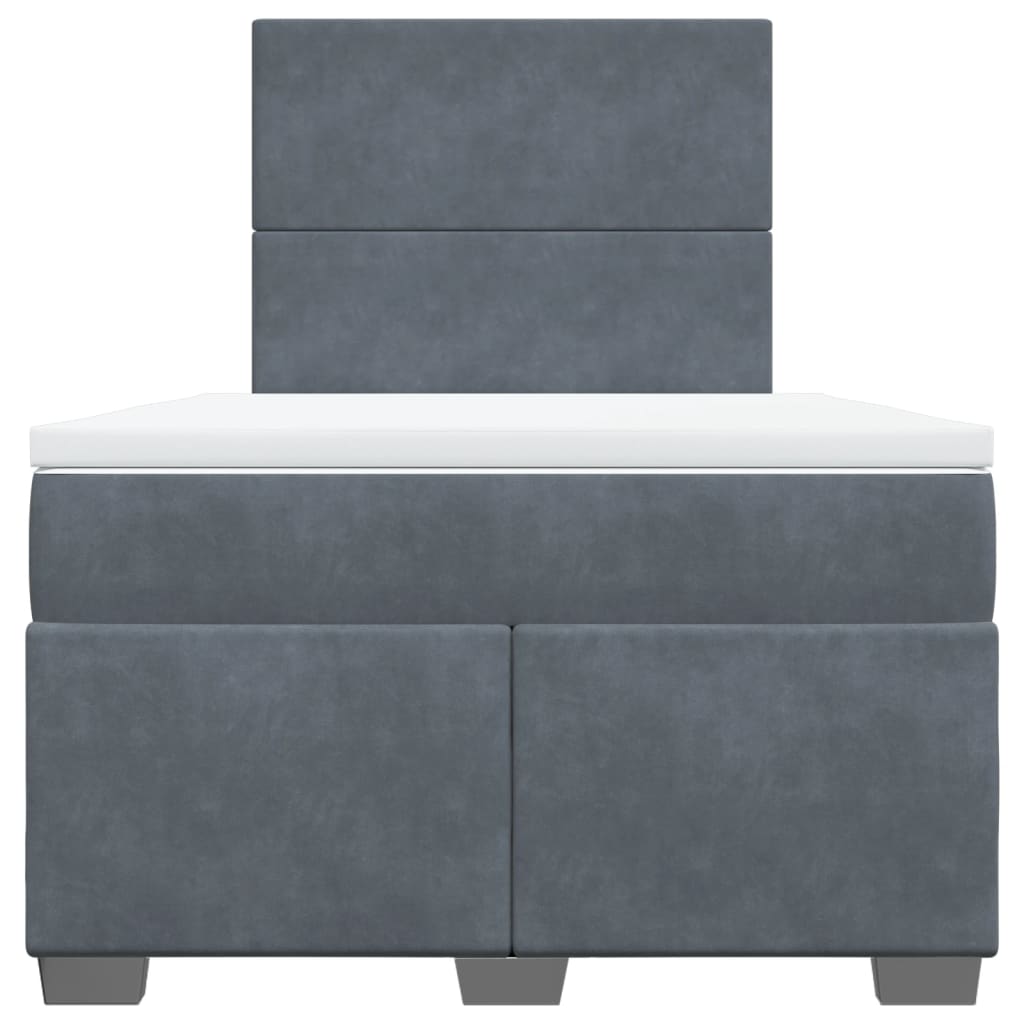 Κρεβάτι Boxspring με Στρώμα Σκούρο Γκρι 120x190 εκ. Βελούδινο - Pakobazaar