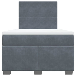 Κρεβάτι Boxspring με Στρώμα Σκούρο Γκρι 120x190 εκ. Βελούδινο - Pakobazaar