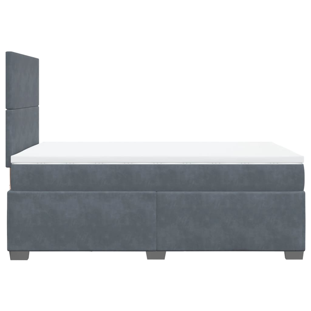 Κρεβάτι Boxspring με Στρώμα Σκούρο Γκρι 120x190 εκ. Βελούδινο - Pakobazaar