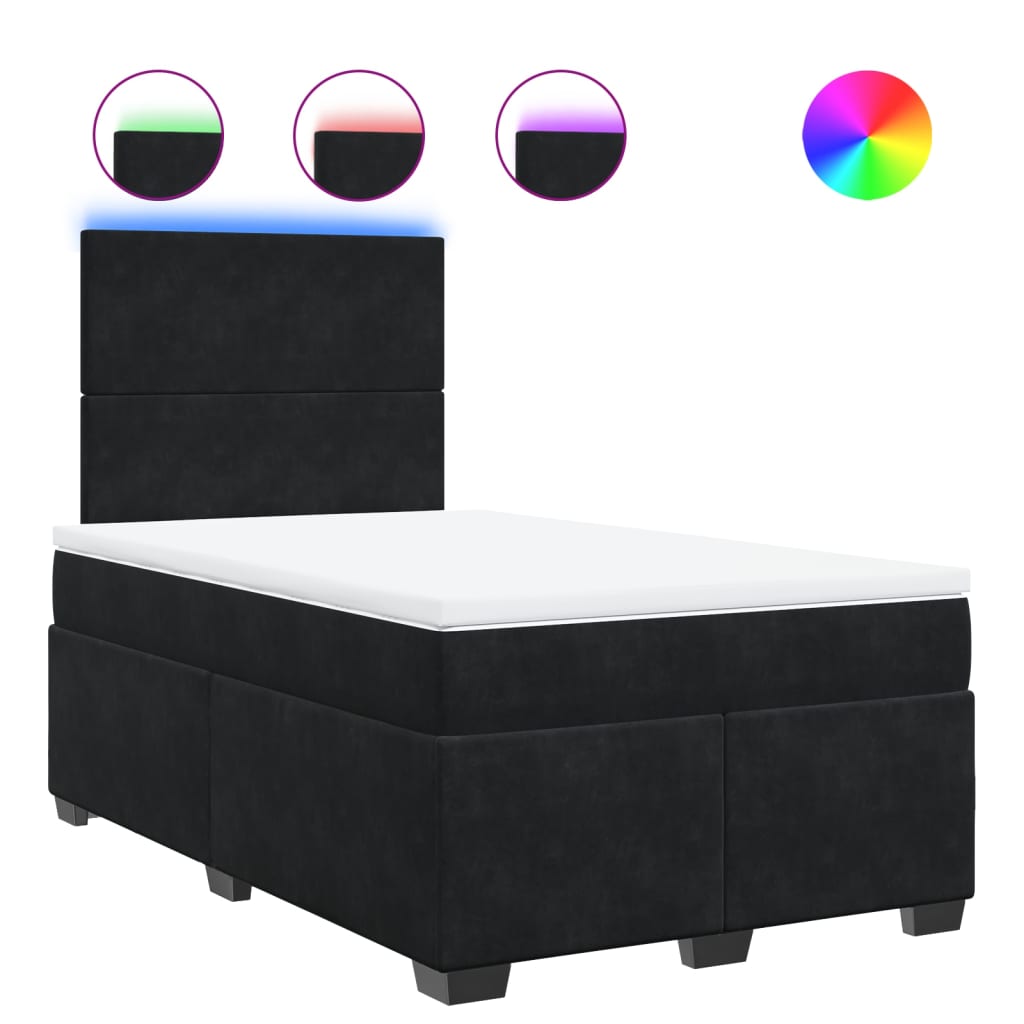 Κρεβάτι Boxspring με Στρώμα Μαύρο 120x190 εκ. Βελούδινο - Pakobazaar