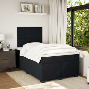 Κρεβάτι Boxspring με Στρώμα Μαύρο 120x190 εκ. Βελούδινο - Pakobazaar
