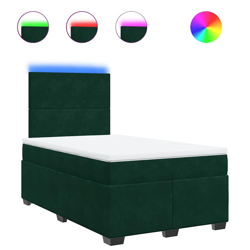 Κρεβάτι Boxspring με Στρώμα Σκούρο Πράσινο 120x190εκ. Βελούδινο - Pakobazaar