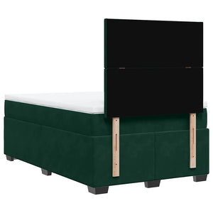 Κρεβάτι Boxspring με Στρώμα Σκούρο Πράσινο 120x190εκ. Βελούδινο - Pakobazaar