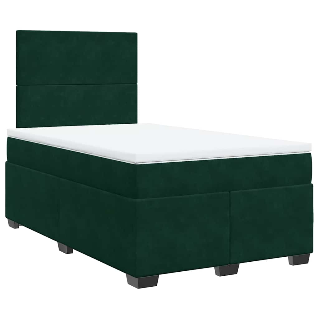 Κρεβάτι Boxspring με Στρώμα Σκούρο Πράσινο 120x190εκ. Βελούδινο - Pakobazaar