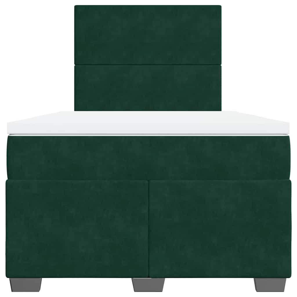 Κρεβάτι Boxspring με Στρώμα Σκούρο Πράσινο 120x190εκ. Βελούδινο - Pakobazaar