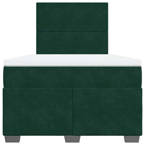 Κρεβάτι Boxspring με Στρώμα Σκούρο Πράσινο 120x190εκ. Βελούδινο - Pakobazaar