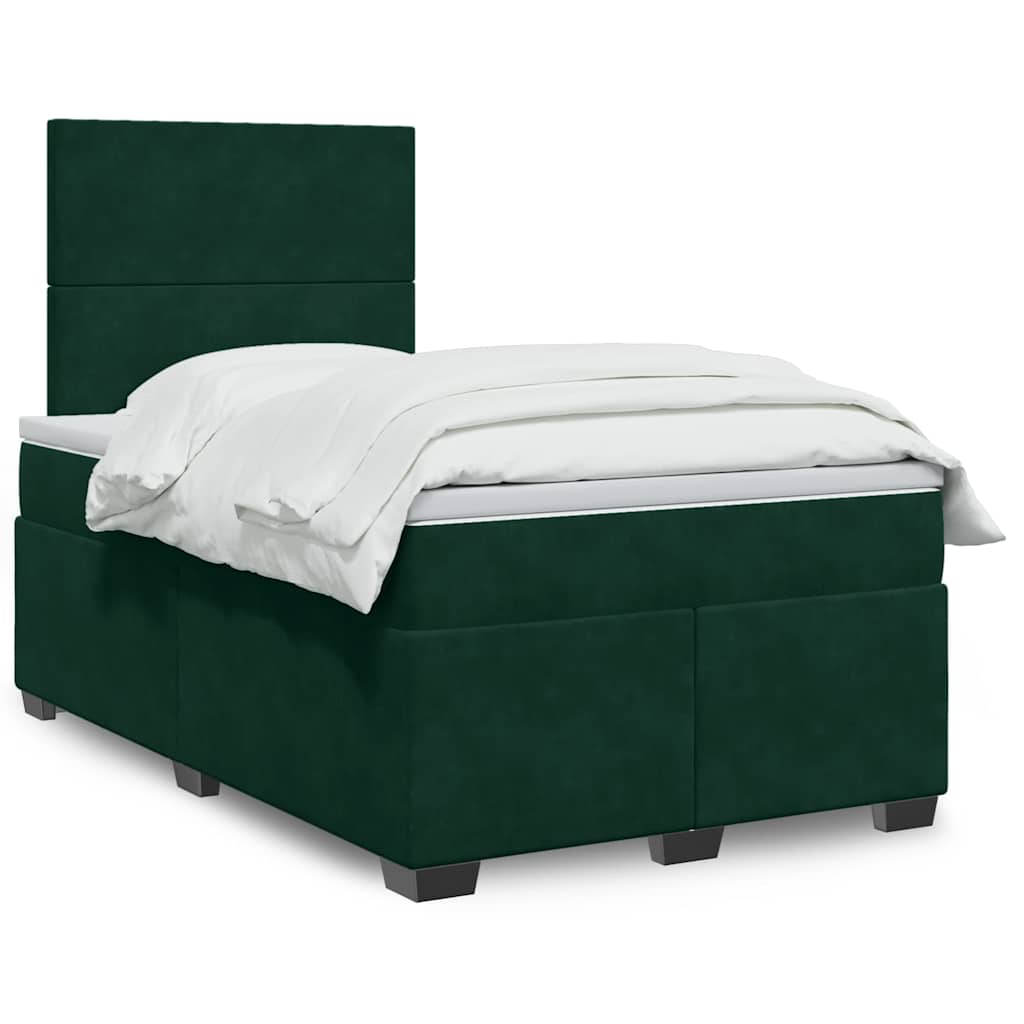 Κρεβάτι Boxspring με Στρώμα Σκούρο Πράσινο 120x190εκ. Βελούδινο - Pakobazaar