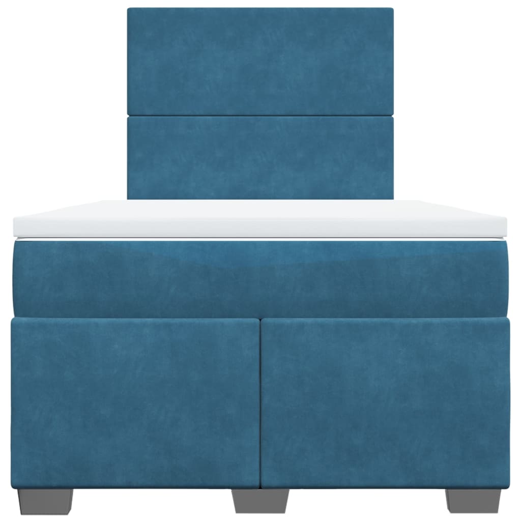 Κρεβάτι Boxspring με Στρώμα Μπλε 120x190 εκ. Βελούδινο