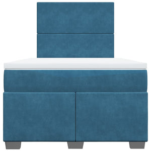 Κρεβάτι Boxspring με Στρώμα Μπλε 120x190 εκ. Βελούδινο
