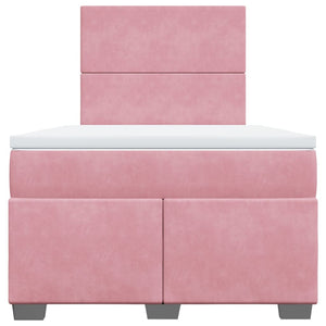 Κρεβάτι Boxspring με Στρώμα Ροζ 120x190 εκ. Βελούδινο