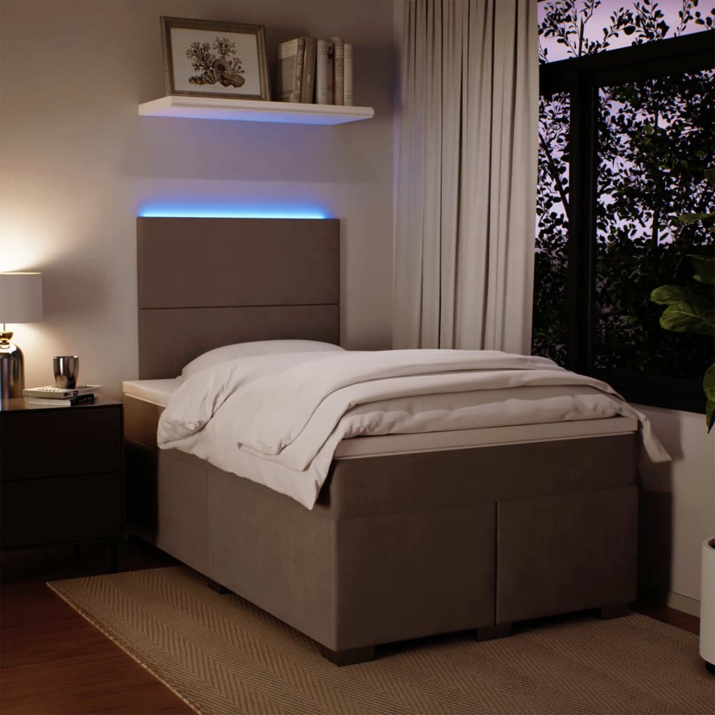 Κρεβάτι Boxspring με Στρώμα Ανοιχτό Γκρι 120x190 εκ. Βελούδινο - Pakobazaar