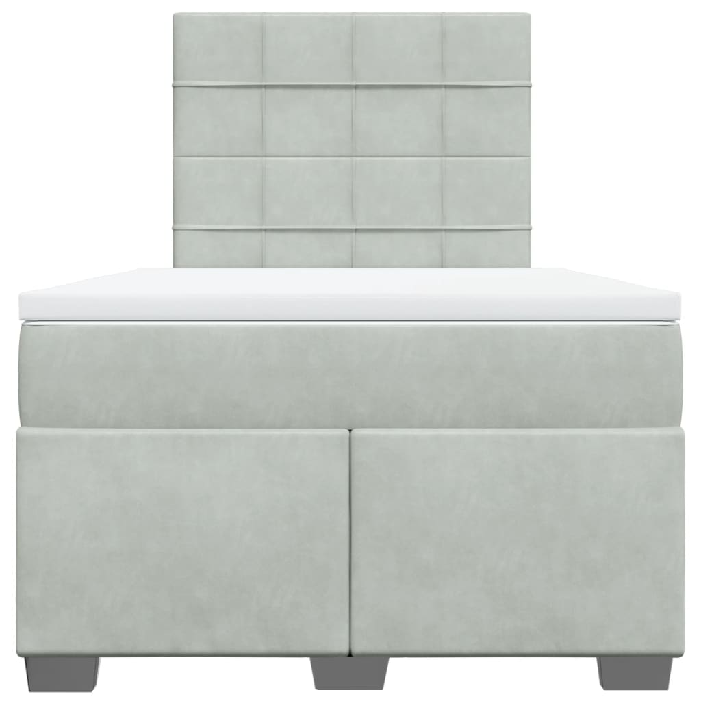Κρεβάτι Boxspring με Στρώμα Ανοιχτό Γκρι 120x190 εκ. Βελούδινο - Pakobazaar