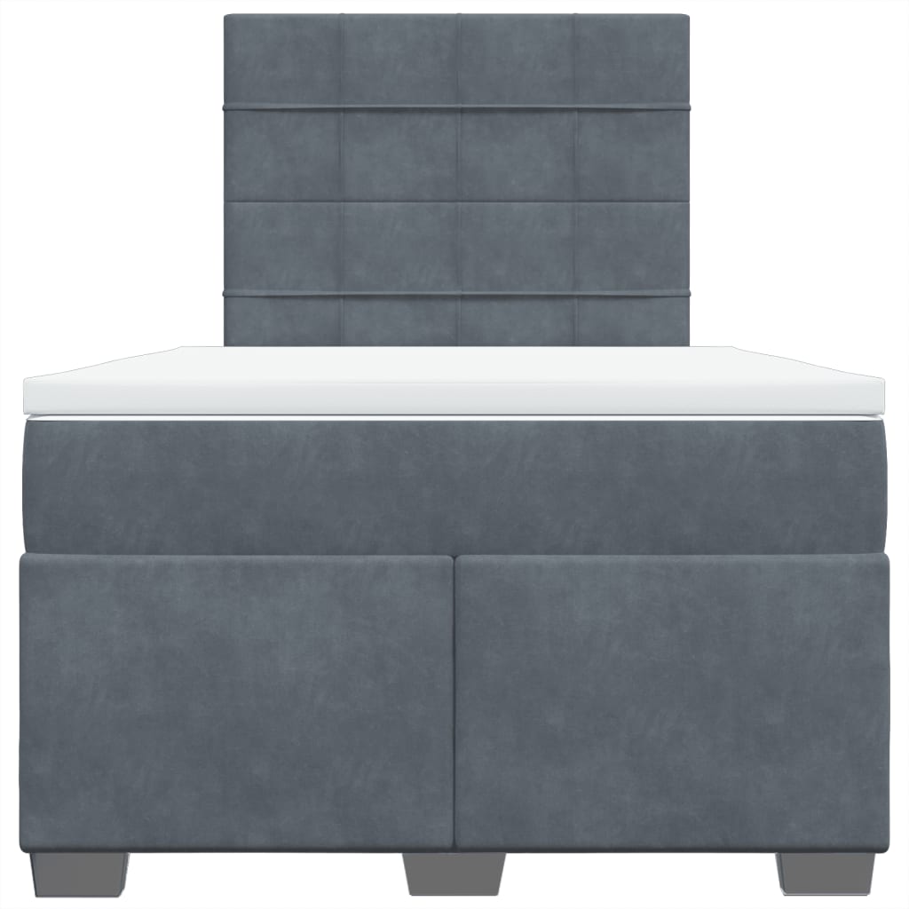 Κρεβάτι Boxspring με Στρώμα Σκούρο Γκρι 120x190 εκ. Βελούδινο - Pakobazaar