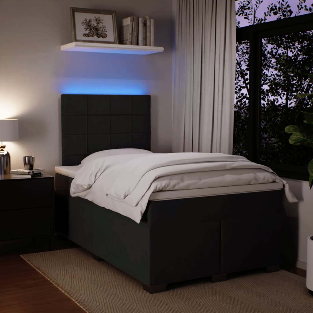 Κρεβάτι Boxspring με Στρώμα Μαύρο 120x190 εκ. Βελούδινο - Pakobazaar