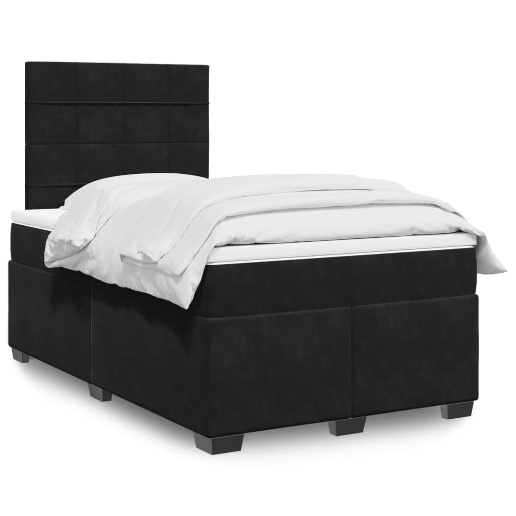 Κρεβάτι Boxspring με Στρώμα Μαύρο 120x190 εκ. Βελούδινο - Pakobazaar