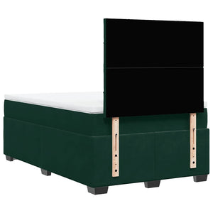 Κρεβάτι Boxspring με Στρώμα Σκούρο Πράσινο 120x190εκ. Βελούδινο - Pakobazaar