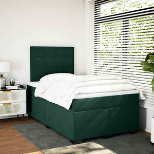 Κρεβάτι Boxspring με Στρώμα Σκούρο Πράσινο 120x190εκ. Βελούδινο - Pakobazaar