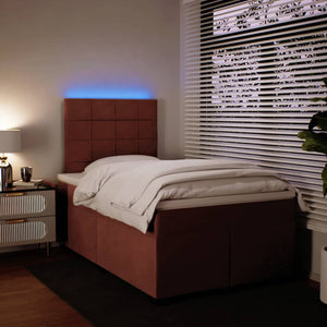 Κρεβάτι Boxspring με Στρώμα Ροζ 120x190 εκ. Βελούδινο