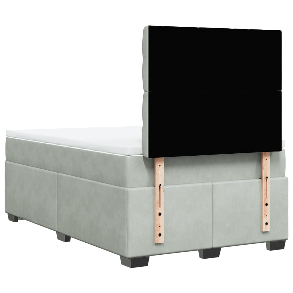 Κρεβάτι Boxspring με Στρώμα Ανοιχτό Γκρι 120x190 εκ. Βελούδινο - Pakobazaar