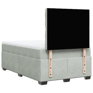Κρεβάτι Boxspring με Στρώμα Ανοιχτό Γκρι 120x190 εκ. Βελούδινο - Pakobazaar