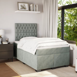 Κρεβάτι Boxspring με Στρώμα Ανοιχτό Γκρι 120x190 εκ. Βελούδινο - Pakobazaar