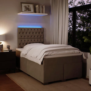 Κρεβάτι Boxspring με Στρώμα Ανοιχτό Γκρι 120x190 εκ. Βελούδινο - Pakobazaar