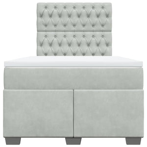 Κρεβάτι Boxspring με Στρώμα Ανοιχτό Γκρι 120x190 εκ. Βελούδινο - Pakobazaar