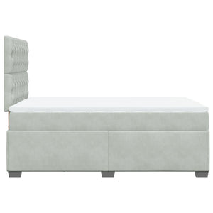 Κρεβάτι Boxspring με Στρώμα Ανοιχτό Γκρι 120x190 εκ. Βελούδινο - Pakobazaar