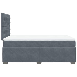 Κρεβάτι Boxspring με Στρώμα Σκούρο Γκρι 120x190 εκ. Βελούδινο - Pakobazaar