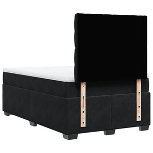 Κρεβάτι Boxspring με Στρώμα Μαύρο 120x190 εκ. Βελούδινο - Pakobazaar
